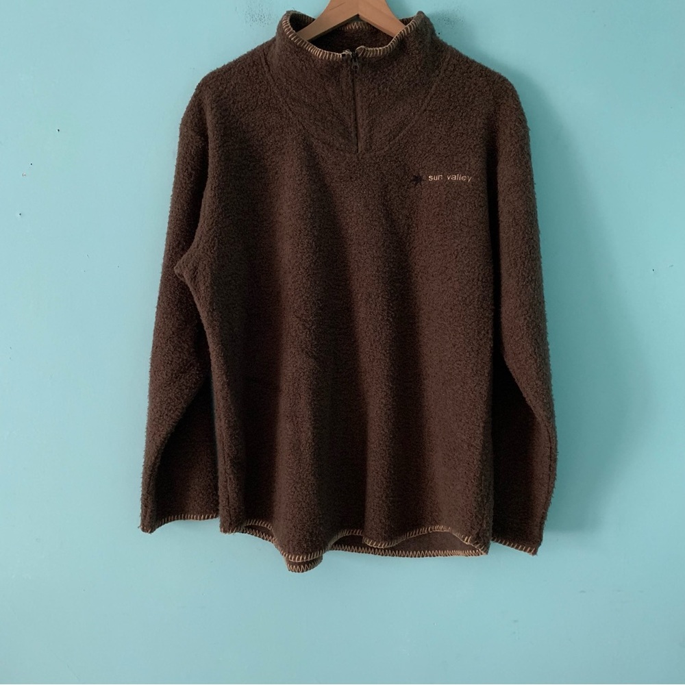 Backcountry Sherpa Fleece Thermal 1/4 Zip Pullover Jacket Brown Cottagecore USA